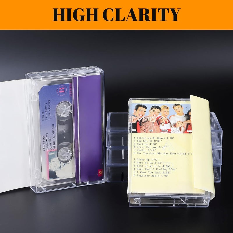 Snado 10-Pack Cassette Tape Storage Cases & Holder - Clear Plastic Audio Cassette Organizer with Anti-Scratch/Dust Protection, Classic Norelco-Style Replacement Boxes (4.28" L x 2.75" W x 0.6" H) - Image 5